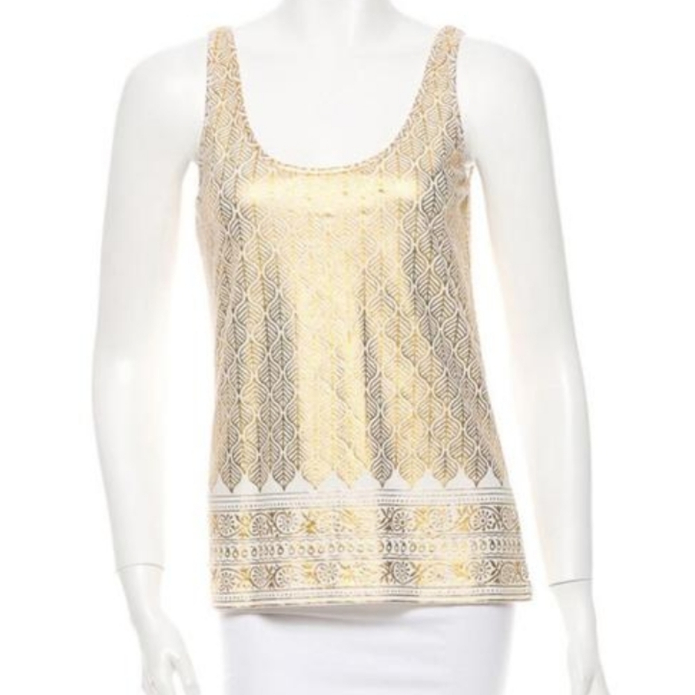 Tory Burch gold leaf foil cami tank